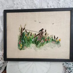 Bird on a Fence Crewel