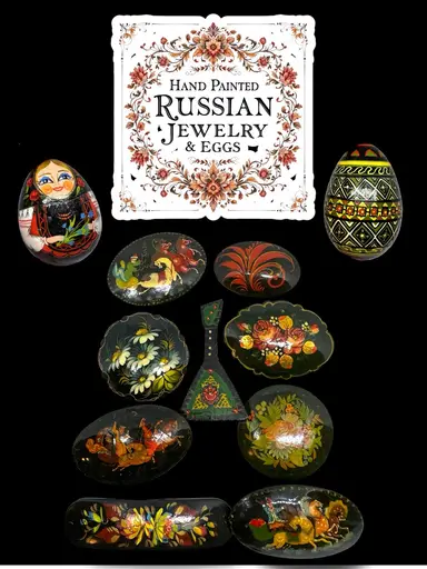 Vintage Hand Painted Russian Jewelry & Eggs! Get First Pick! I Will Also Have Vintage Estate Jewelry 🥰