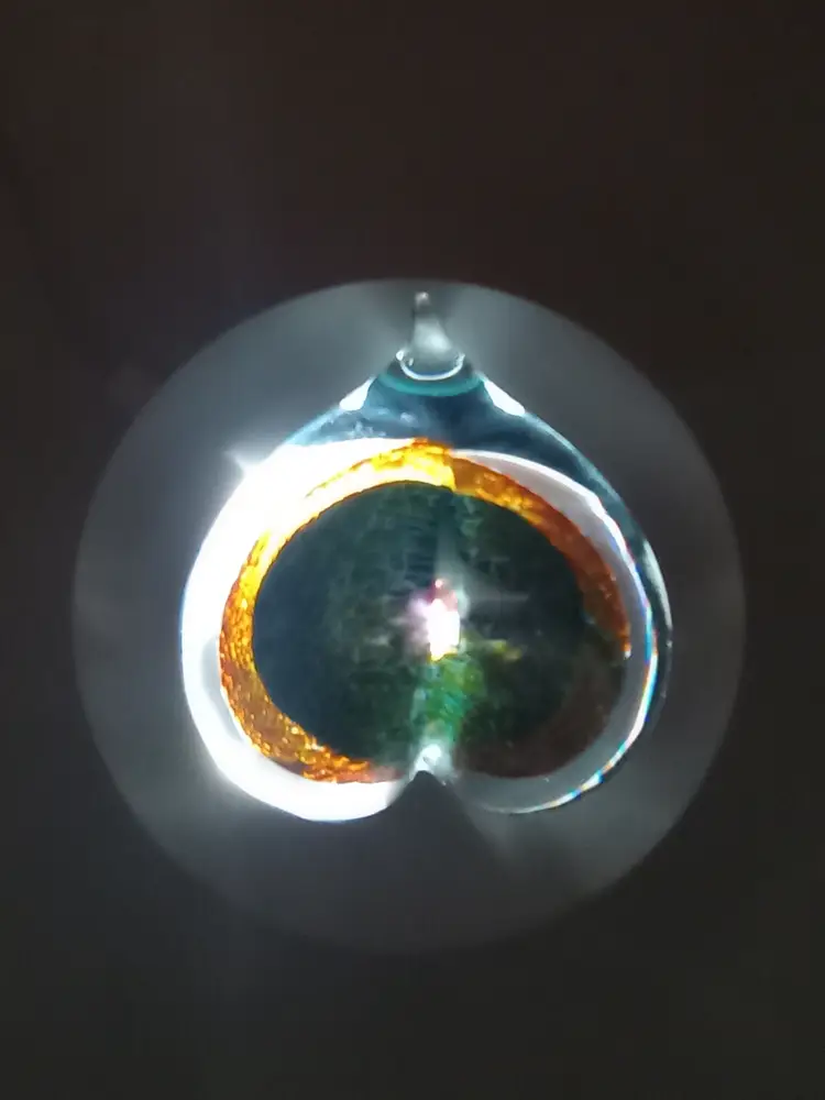 Signed Burch heart paperweight