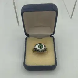 Vintage Evil eye ring Adjustable good luck charm ward off evil spirits Iris Green