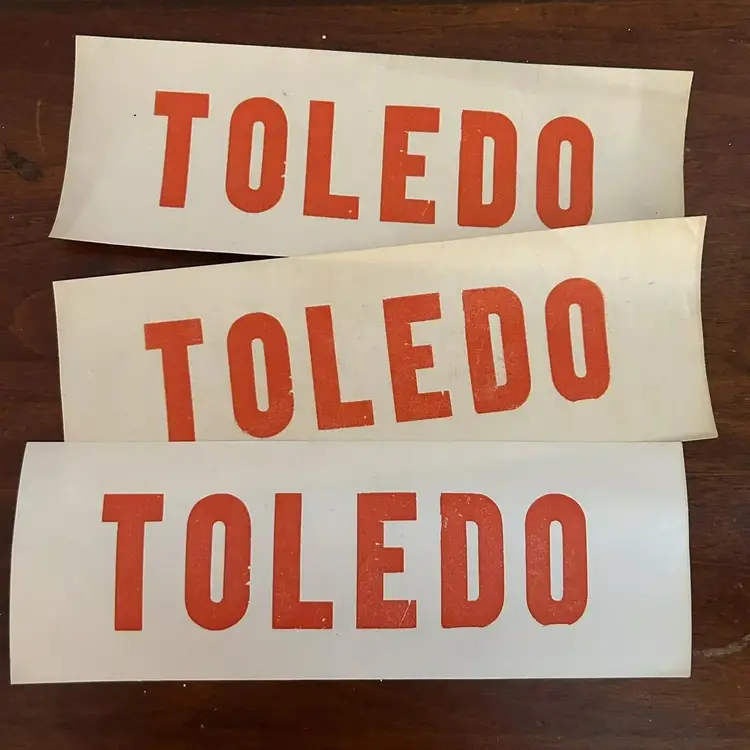 #01 3x Toledo White And Red Ephemera Vintage 8.5” X 3”