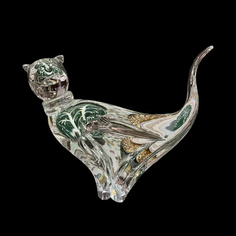 Vintage ACC Crystal Cat Glass Sculpture