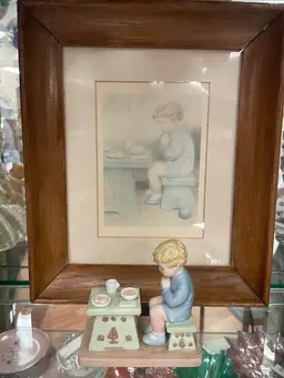 Vintage Bessie Pease Gutmann Thank You God Figurine And Print