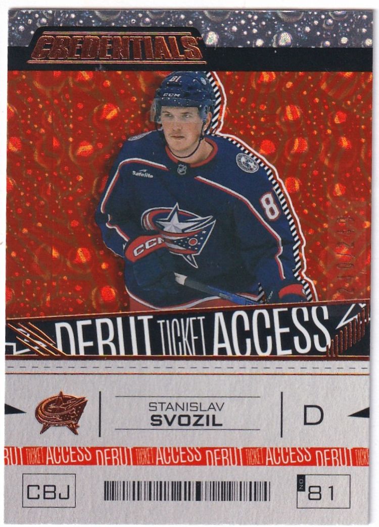 2023-24 Upper Deck Credentials Orange #174 Stanislav Svozil Columbus Blue Jackets Hockey Card