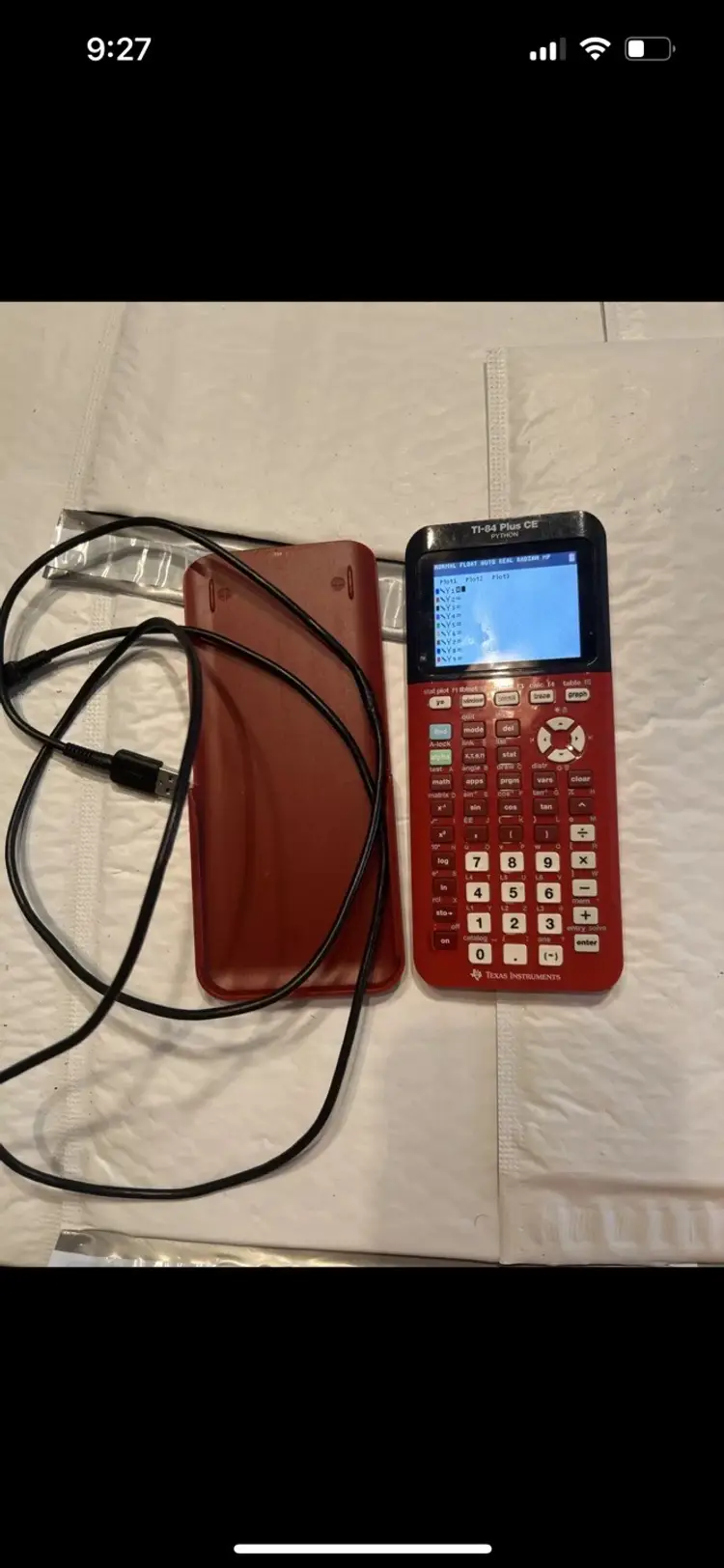 Texas Instruments TI-84 Plus CE Graphing Calculator Tested WITH Case Cable Red