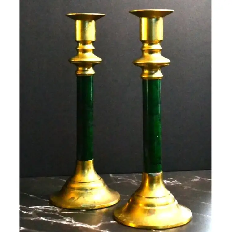 Vintage 1980s Brass Candle Holders Made in Taiwan Imported Albert Price Decor