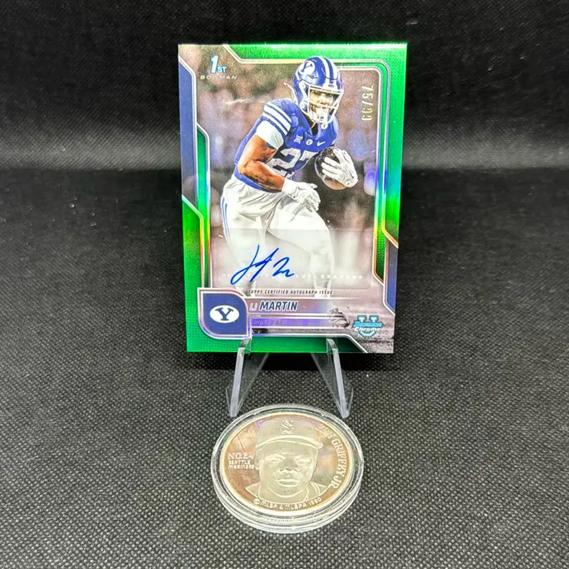 2025 Bowman University Chrome LJ Martin Green Auto /99 - BYU Cougars