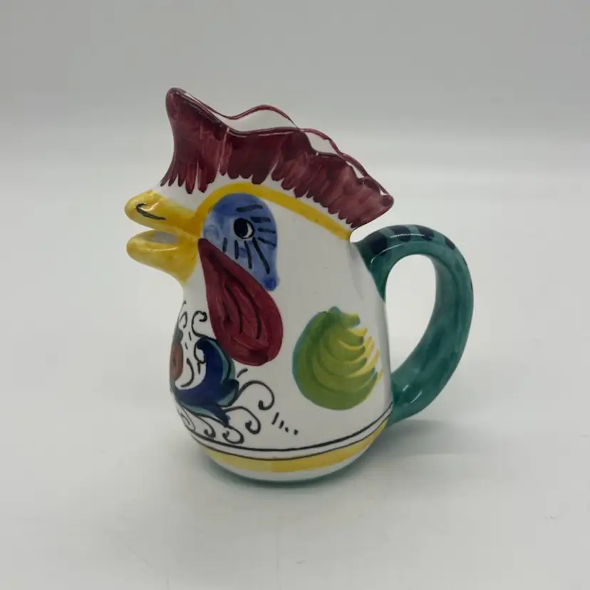 Fratelli Mari Deruta Italy Mini Rooster Pitcher Majolica Pottery 4”