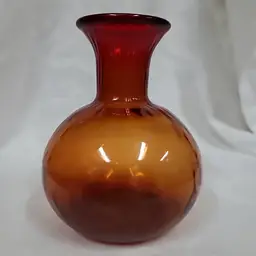 Vintage Empoli Bulbous Amberina Vase, Glows
