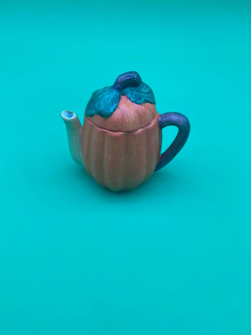 Small Pumpkin Themed Ceramic Teapot Decor