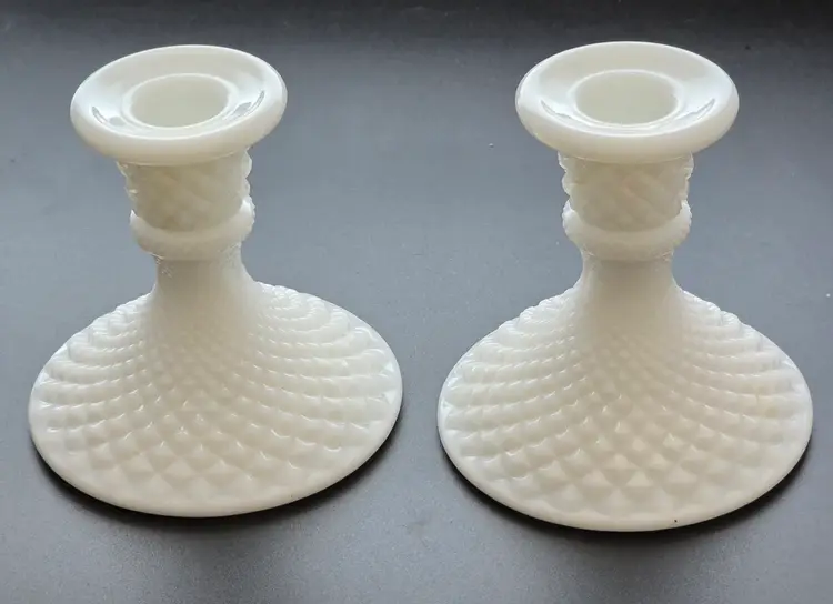Pair of Westmoreland milk Glass candlesticks