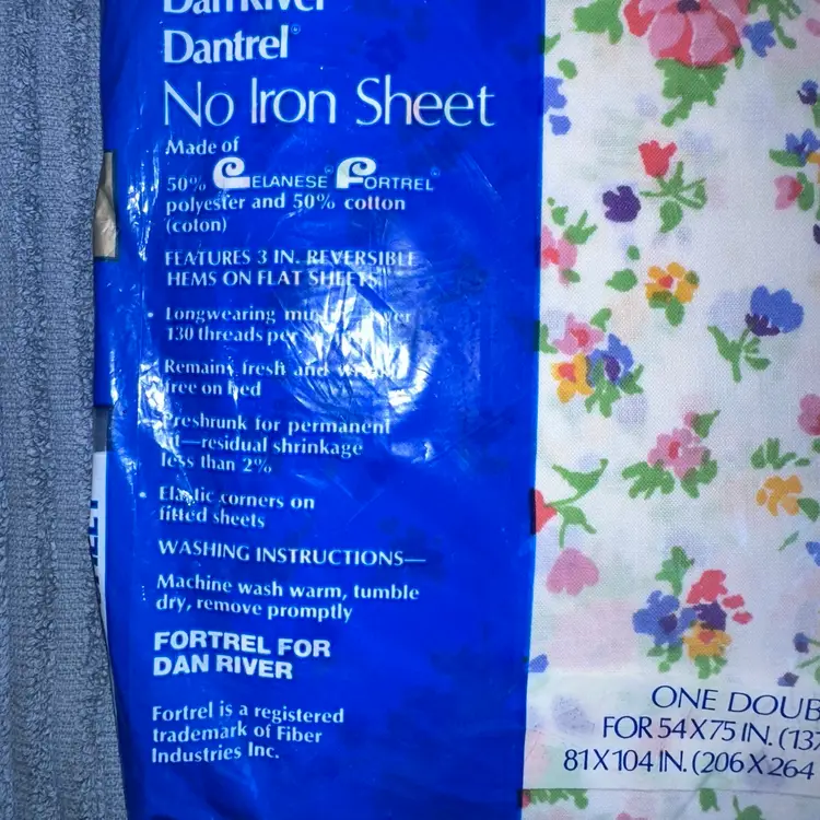 NOS Vintage Dan River No Iron One Double Flat Sheet Floral Made In USA