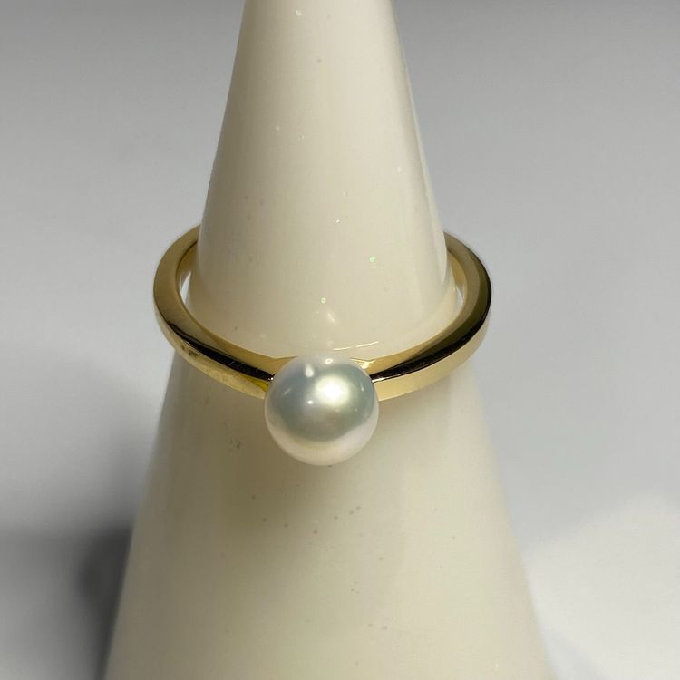 Size 7.5 Pandora 925 Sterling & Gold Plated Ring Real Pearl