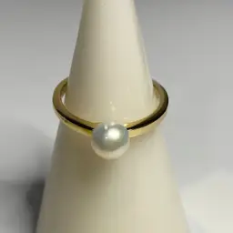 #02 - Size 7.5 Pandora 925 Sterling & Gold Plated Ring Real Pearl