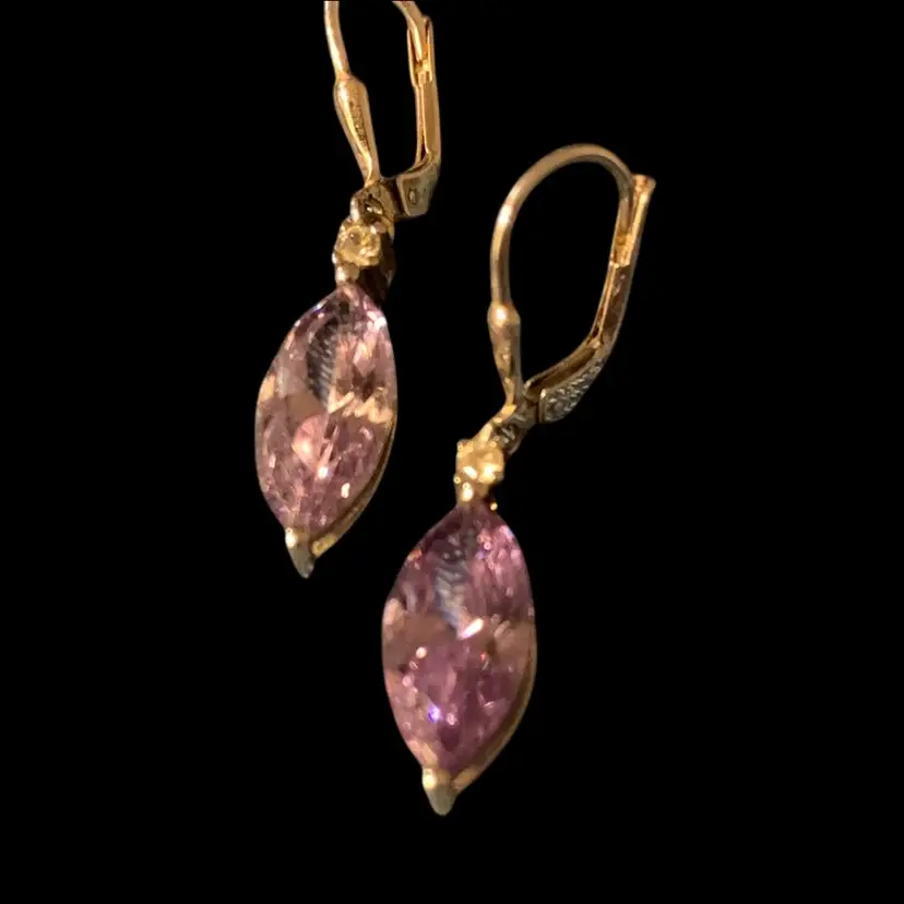925 Marquise Cut Amethyst Dangle Earrings