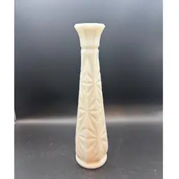 Vintage Geometric Pattern Milk Glass Vase