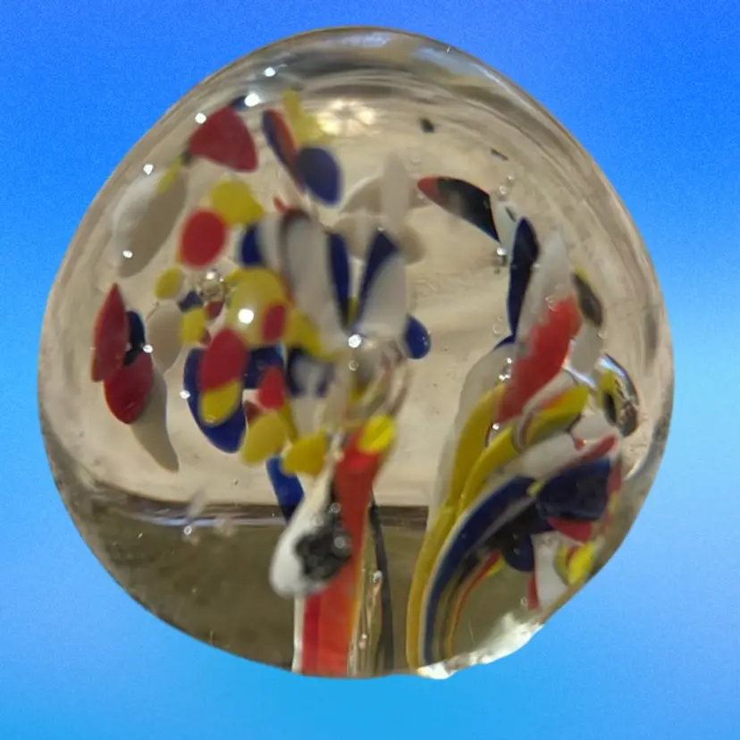 Multi Colored Trumpet Flower Paperweight* Scuff