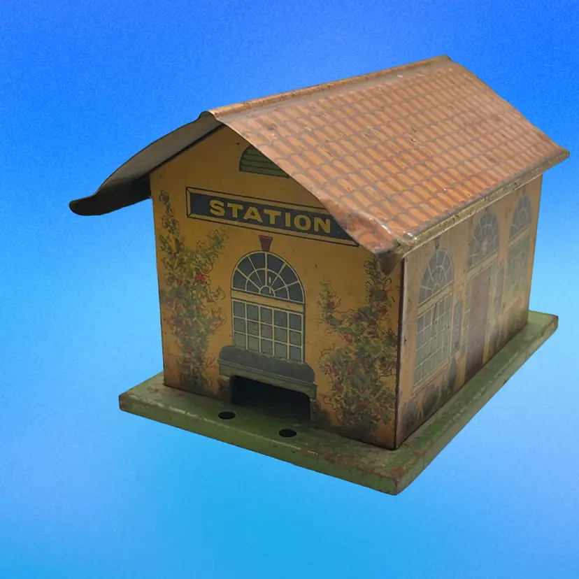 18. Tin Litho Train Station Small 6"