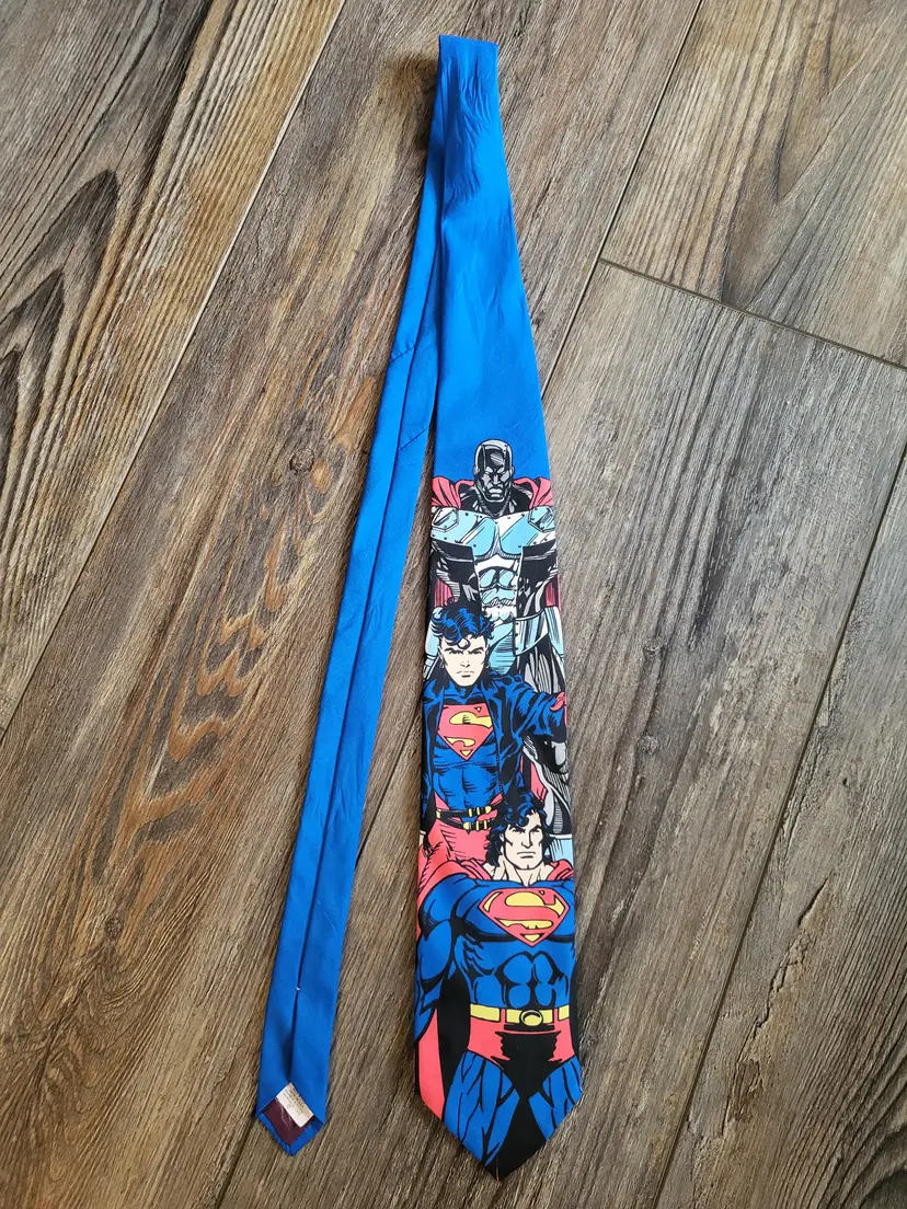 Ralph Marlin Superman Tie DC Comics 1996 Super Trio Blue Graphic