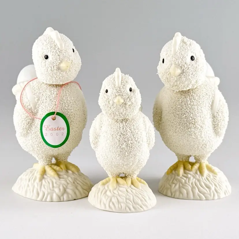 3 Department 56 Easter Snowbabies Bobblehead Chick Figurines Bisque Nodder 2002