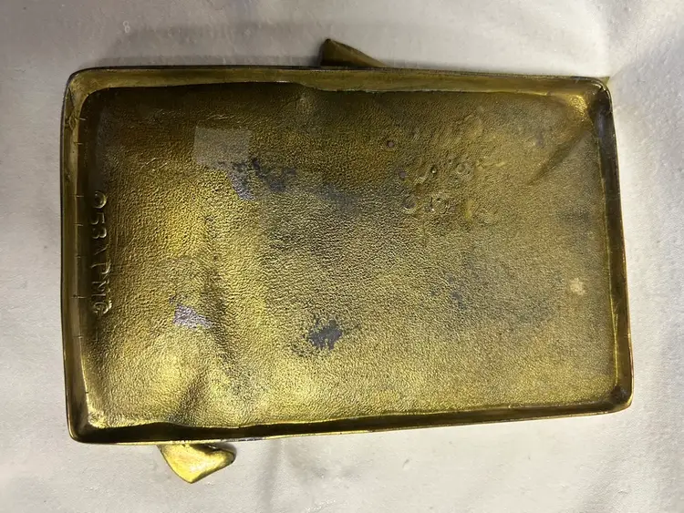 Vintage APMC Sailing Sailboat Trinket Dish 1953 Gold Tone Metal