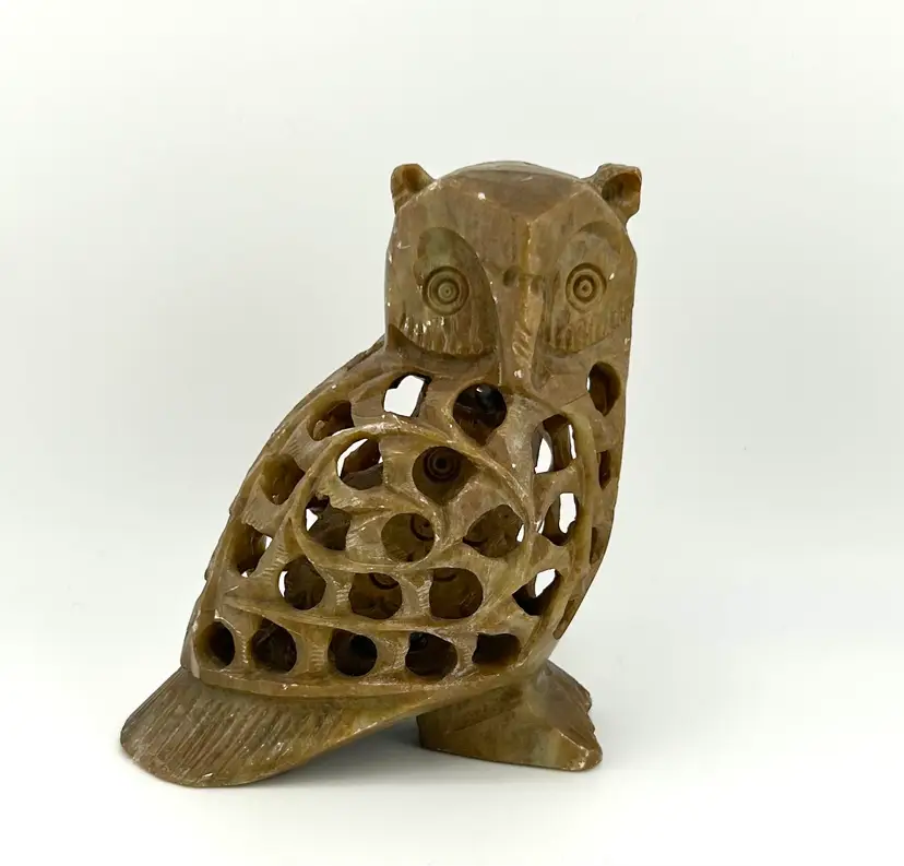 Carved Soapstone Mama Owl With Baby Owl Inside 3.75"x 2.25"x 4.75" *READ*