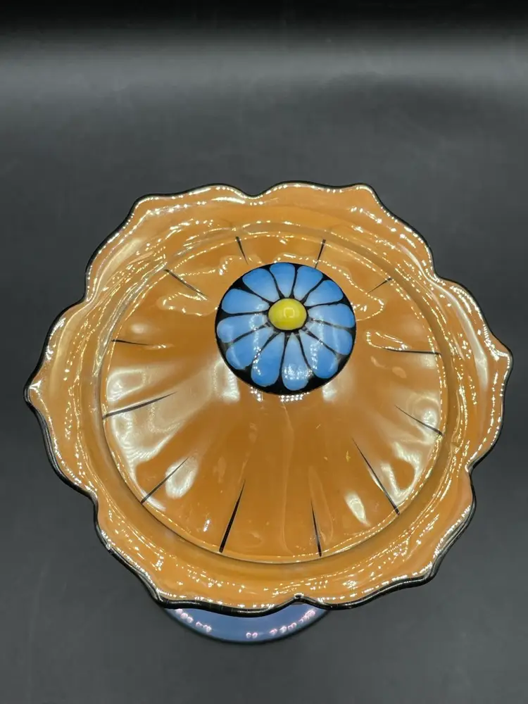 VINTAGE NORITAKE ART DECO LUSTERWARE FLOWER LOTUS APOTHECARY JAR W/LID