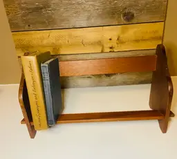 Vintage Wooden Tabletop Book Rack/Shelf Mid-Century Boho CottageCore Retro Farmhouse