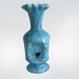 Fenton 1976 R. Barber Turquoise Hanging Hearts Pinched Vase