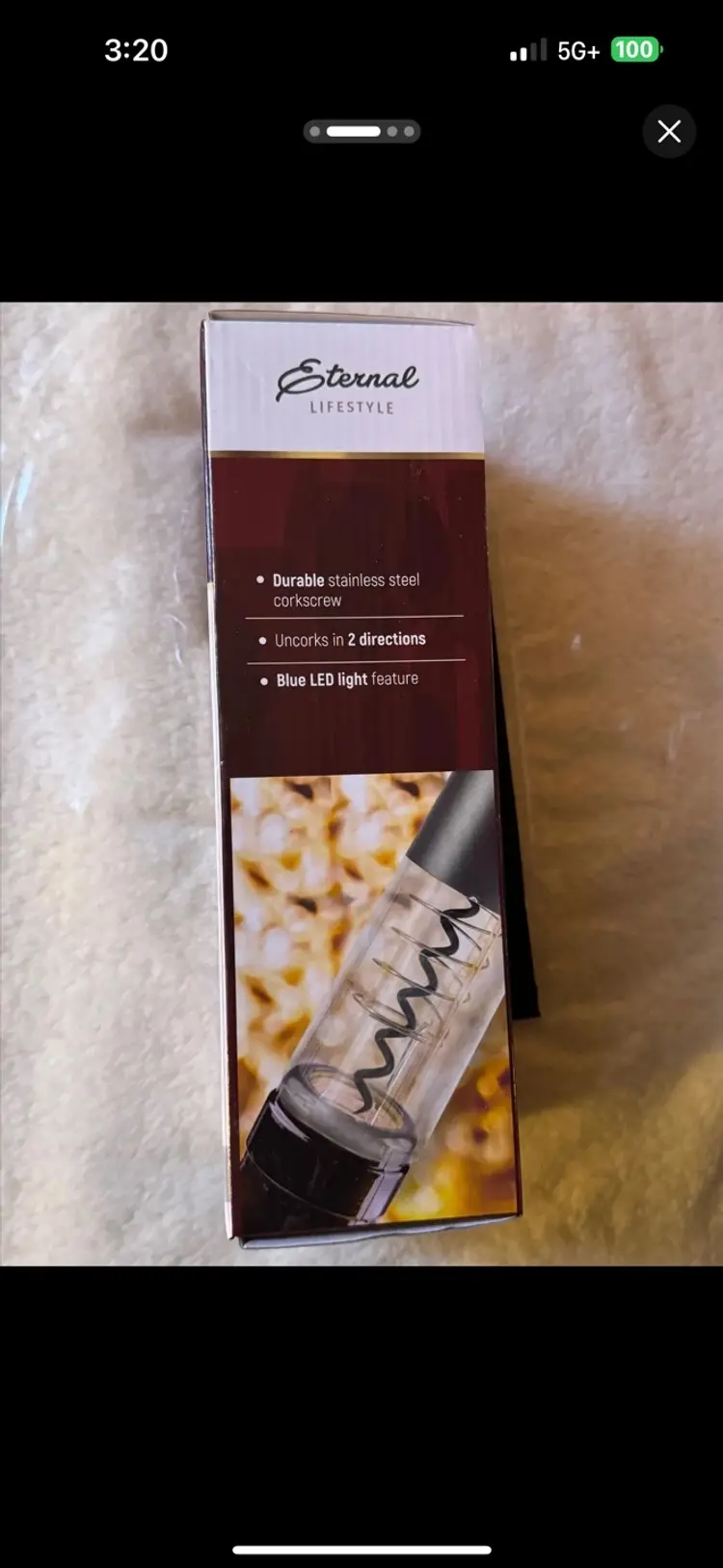 Eternal Lifestyle Rechargeable Wine Bottle Opener NEW IN BOX - 4 piece gift set