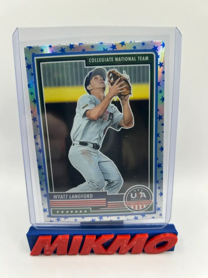 Wyatt Langford 2023 USA Stars And Stripes Blue Star Parallel (card 85) Rangers