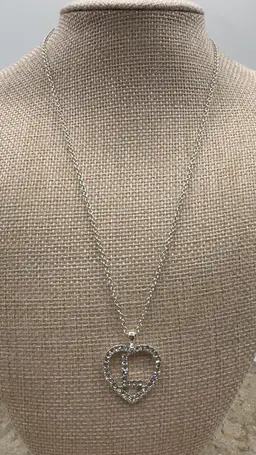 Silver Tone Rhinestone Letter L Necklace