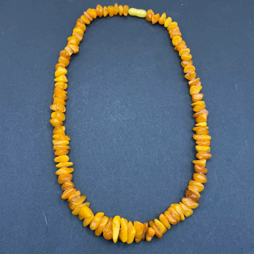 Egg Yolk Baltic Amber 17” Necklace With Lucite Barrel Closure