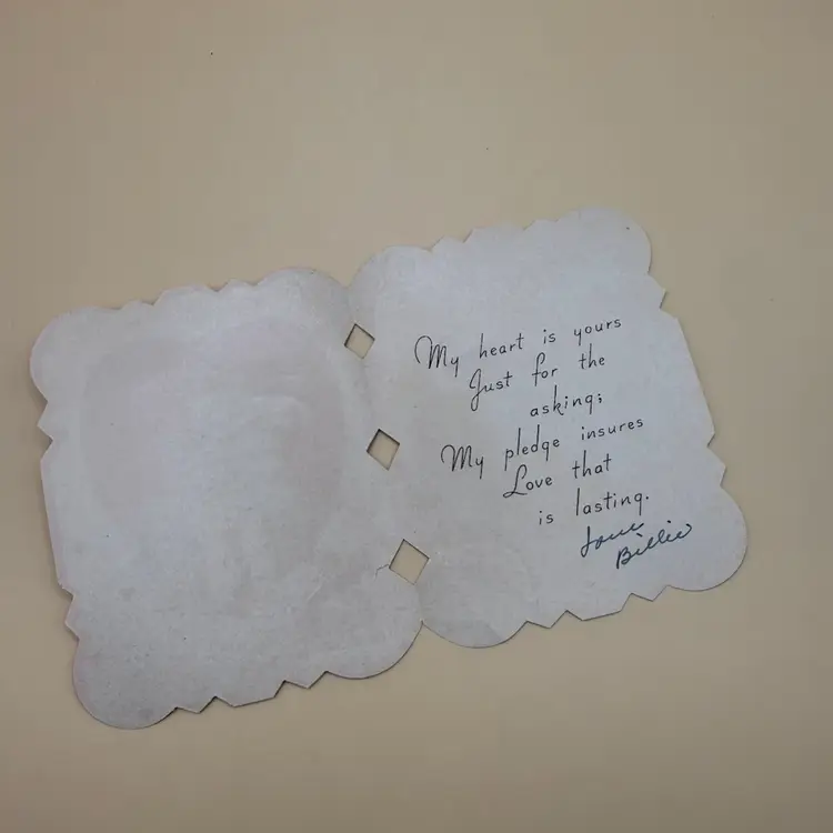 Vintage Valentine Needle Little Valentine Knitter Die Cut Card - Unused