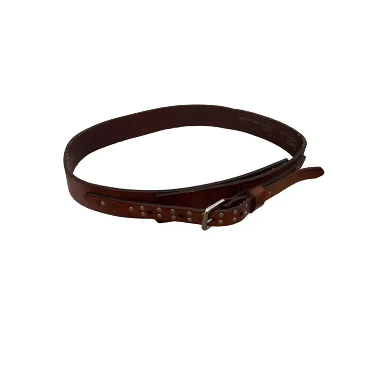 GAP genuine Brown cow Leather studded silver tone hardware Cinch Waist Belt XS