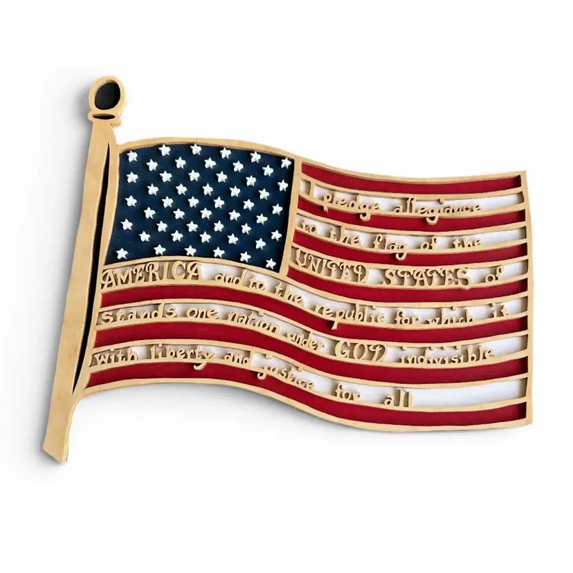Handcrafted Baltic Birch Wood USA Pledge Of Allegiance Wall Decor