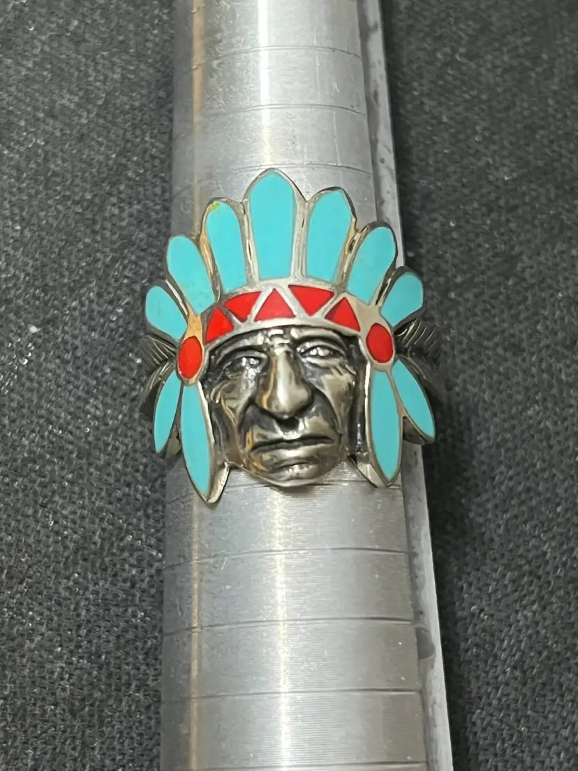 Native American Face Ring Size 9