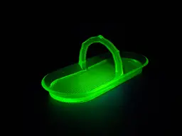 Vintage LE Smith Greensburg Glass Co. Green Uranium Glass Celery Tray, Handled Tray | Uranium Glass