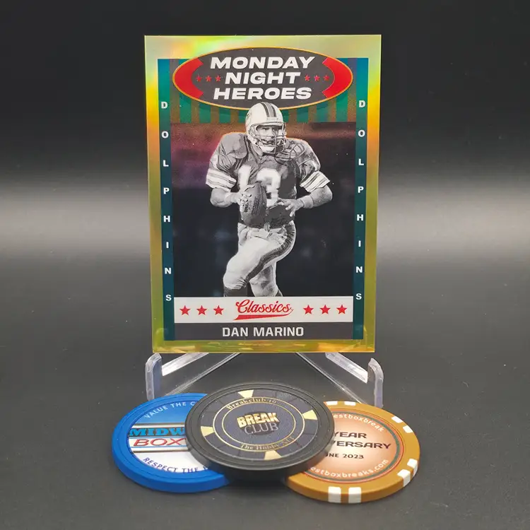 Dan Marino 2021 Panini Classics Football Monday Night Heroes Insert Gold Parallel Numbered 44/75 Card # MNH-4 - Miami Dolphins