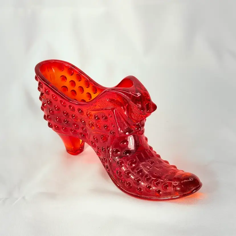 Fenton Ruby Hobnail Cat Face Shoe