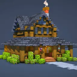 Minecraft Rustic Log Cabin (FULL INTERIOR)