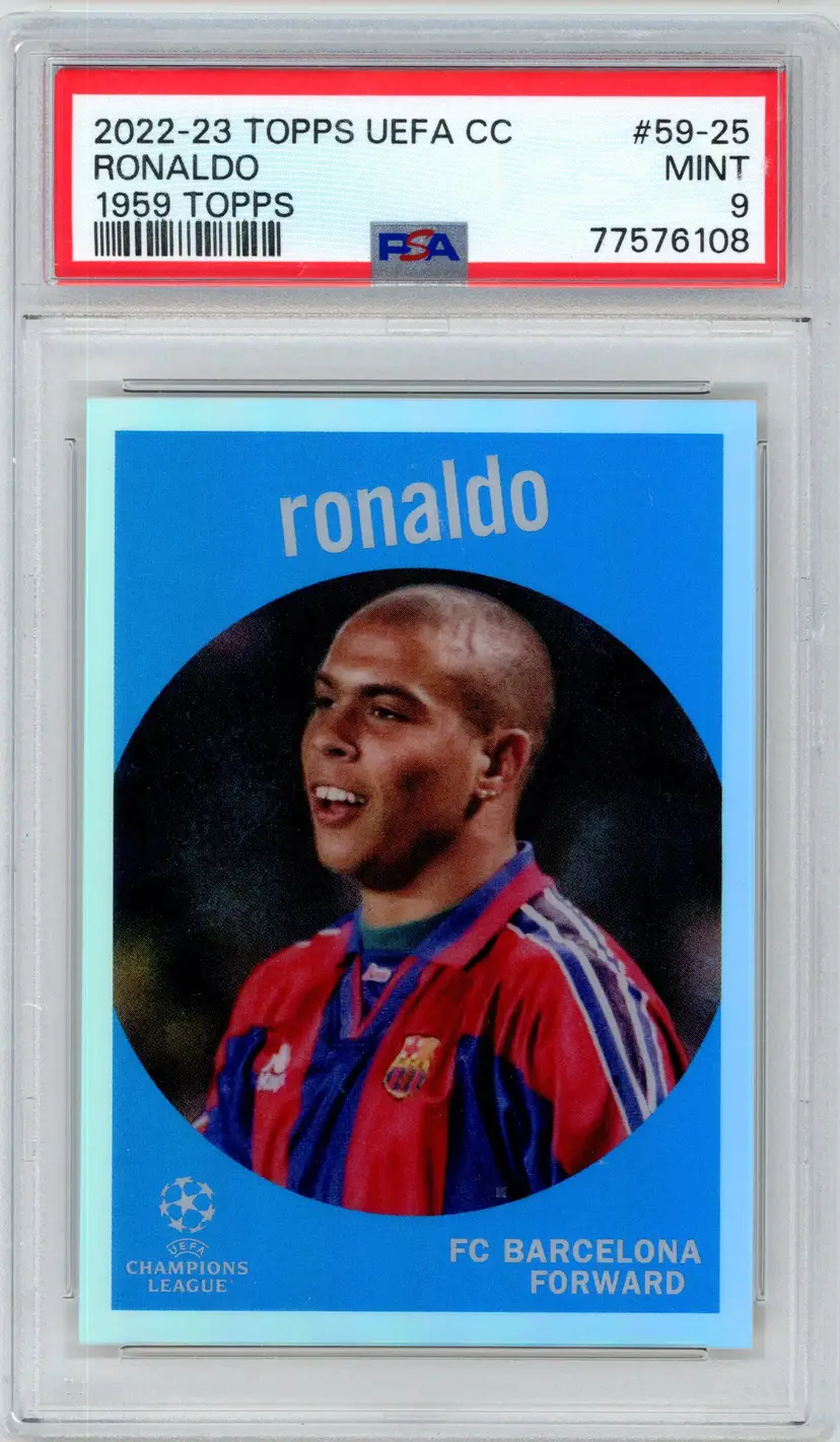2022-23 Topps UEFA CC RONALDO 1959 Topps #59-25 FC BARCELONA PSA 9 MINT