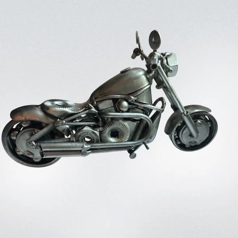 Upcycled Metal Motorcycle Sculpture Industrial Moto Art Preowned Unique Gift