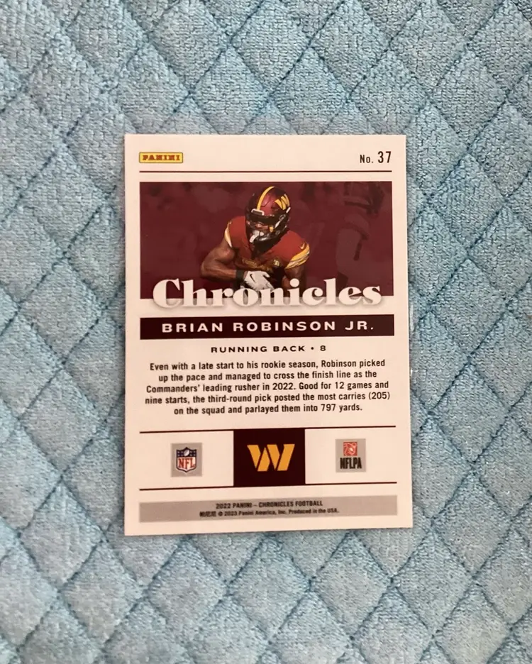 Brian Robinson Jr. Rookie RC 2022 Chronicles Card Pink #37 Washington Commanders