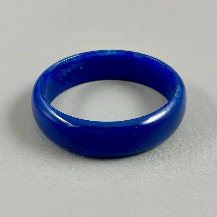 Retro Bangle Bracelet Blue Marble Plastic 3" Costume Jewelry