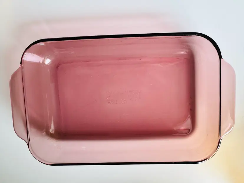 Vintage Cranberry Pyrex Dish, Rectangular