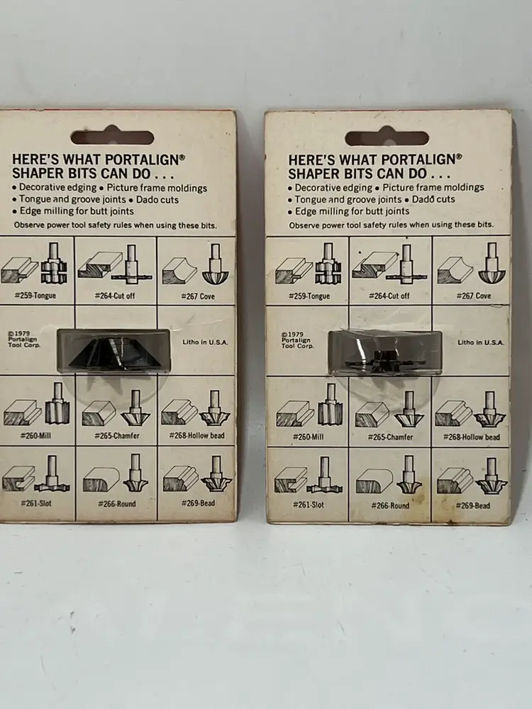 Vintage Portalign Shaper Bits No. 264 & No. 265 For Portable Electric Drills