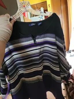 C.B. Casual Womens Knit Top Block Stripes Black 3.4s 3X