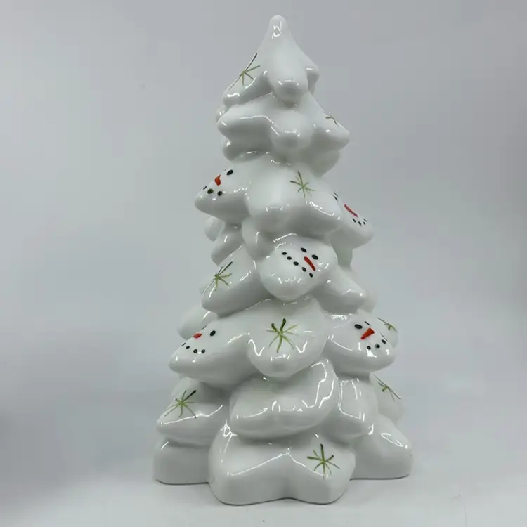 Snowman Painted Milk Glass Mosser Art Glass Tree 8” Giddy Up Gala