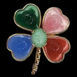 Scarab Beetle 4 Leaf Clover Brooch 1.5”